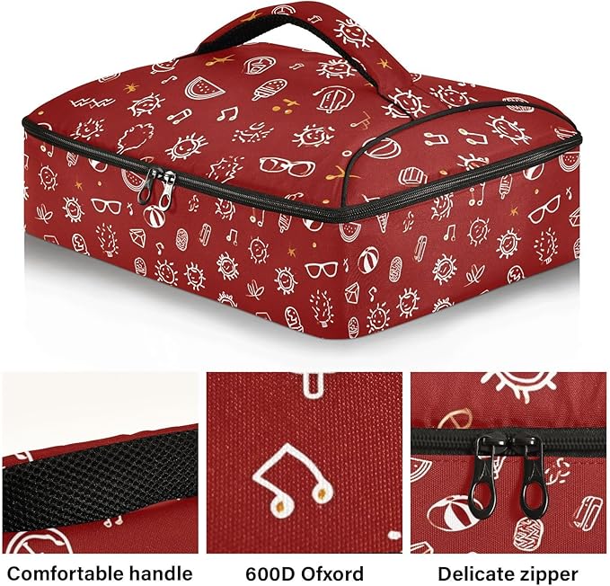Casserole Carrier Sun and Beach Ball PrintInsulated Casserole Carrier for Hot or Cold Food Thermal Lunch Tote for Potluck Parties Picnic Beach Fits 9 x 13 Inches Baking Dish