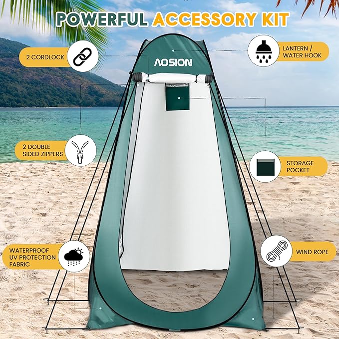 AOSION Privacy Shower TentPop Up Changing TentCamp Bathroom Changing Dressing RoomSun Sunshade Canopy Outdoor Rain Shelter for Camping Hiking Beach Picnic Fishing. (Army Green)