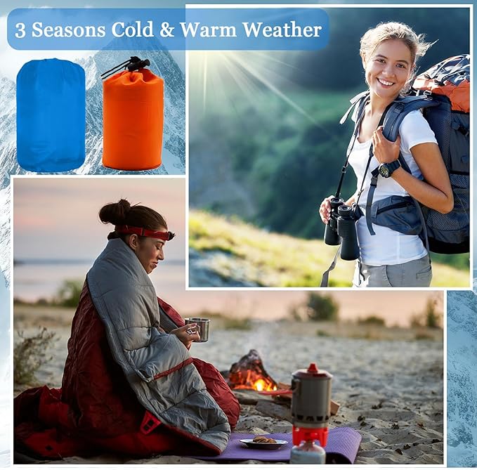 Macarrie 12 Pack Sleeping Bags Set with Compression Sacks 6 Camping Sleeping Bags for Homeless Adults and 6 Emergency Survival Sack for Hiking Outdoor Homeless Shelter Donation Supplies