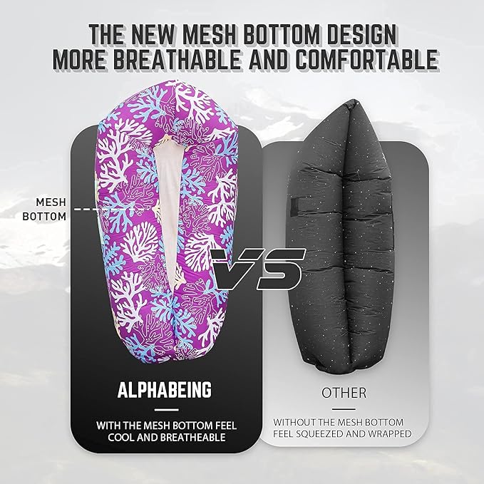 AlphaBeing Inflatable Lounger Air Sofa Portable Inflatable Couch Mesh Hollow Air Hammock Anti Leakage Air Chair for Outdoor Camping Beach Traveling