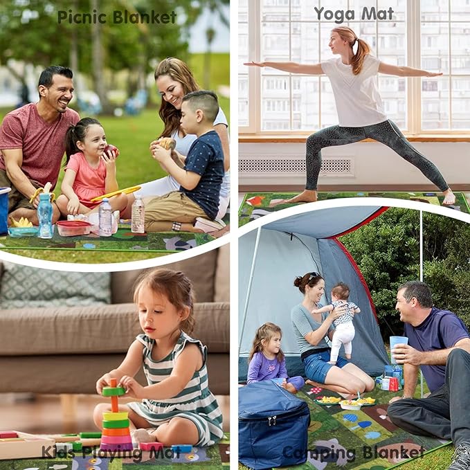 Extra Large Picnic Blankets Waterproof Foldable (60x 80) Boho Beach Blanket Waterproof Sandproof3-Layer Thicking Mat Outdoor Packable Camping Blanket