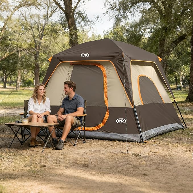 UNP 2/4/6/8 Person Tent Portable Cabin Tent Camping Tent 4-Person Easy Set Up Waterproof with Top Rainfly for Outdoor Camping/Hiking