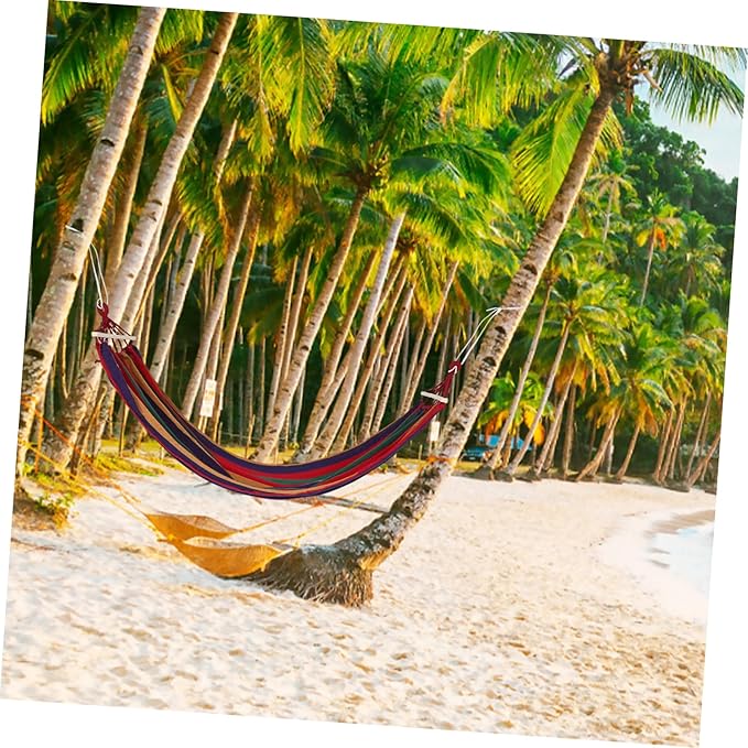 Totority 1set Outdoor Camping Hammock Thickened Canvas Single Bed Heavy Duty Tree-Mounted Design Resting Easy Setup for Camping Beach and Picnics