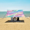 Bolaz Beach Canopy Tent Sun Shade9'×10.5' Large Family Beach Shade UPF50+- Outdoor Shade for Camping Trips FishingStreamer Flash Rainbow Gradient Pattern