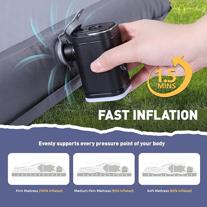 Elegear Camping Sleeping Pad with Multi-Function Electric Pump 4’’ Ultra-Thick &amp 1100lb Ultra-Support Camping Air Mattress Durable Sleeping Pad for Camping/Hiking/Tent/Home/Car Travel