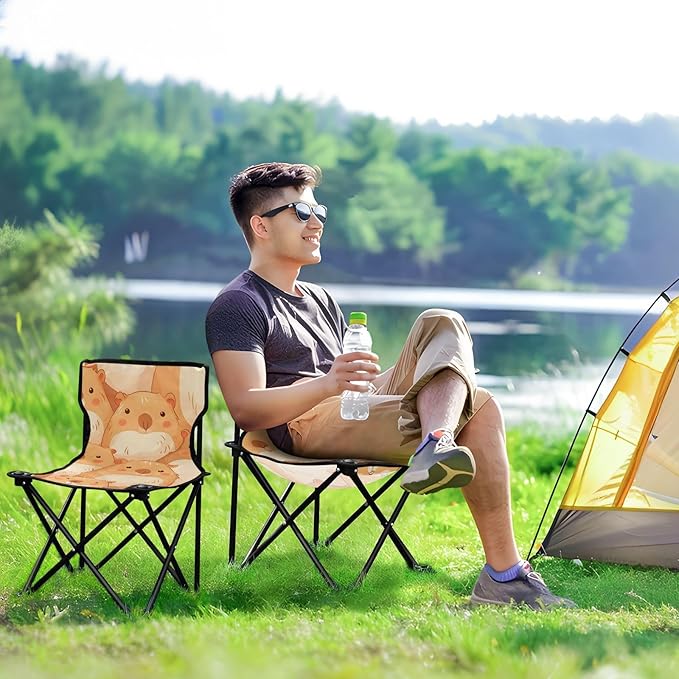 Marmots Portable Camping Chairs Folding Chair - Durable Oxford Fabric Lightweight Iron Frame Easy Fold Design - Ideal for Outdoor Activities Camping Fishing and Travel