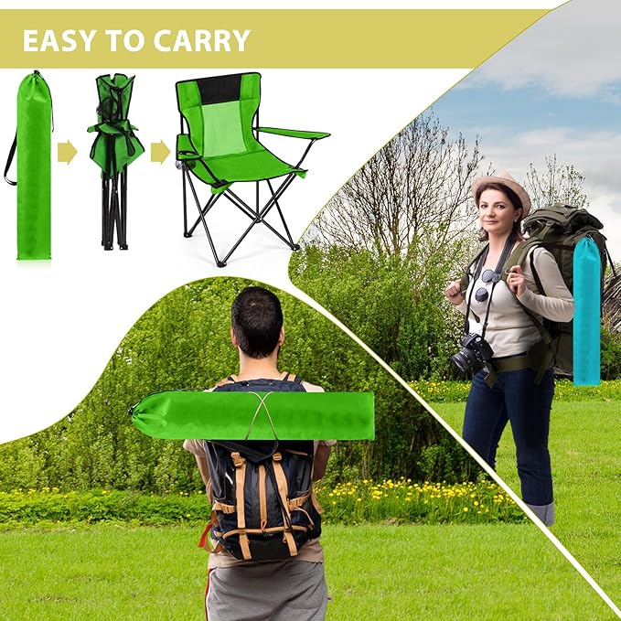 Shellwei Breathable Folding Camping Chair with Cupholder Carry Bag Regular Size Portable Lightweight Lawn Chair with Side Pocket Fishing Hiking Picnic Party Beach Outdoor Activity(Colorful4 Pcs)