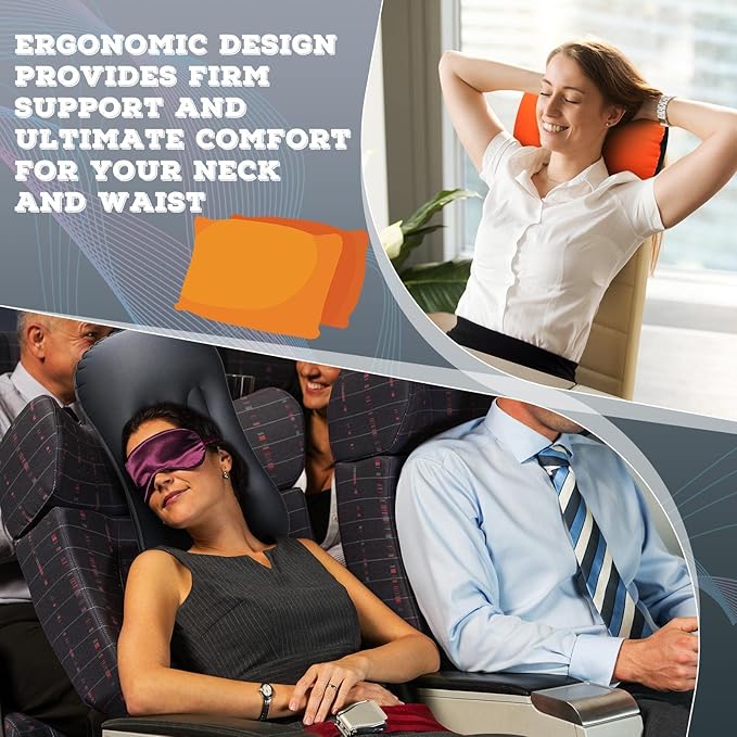 Yulejo 3 Pcs Inflatable Camping Travel Pillow Ultralight Portable Backpacking Pillow for Neck Lumbar Support Camp Hiking Sleeping 3 Colors