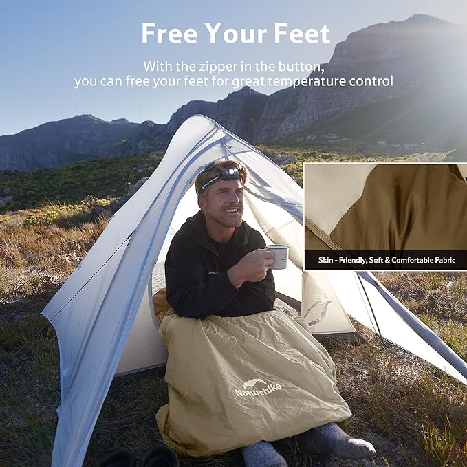 Naturehike Lightweight Compact Sleeping Bag 59℉/32℉ Envelope Ultralight Backpacking Sleeping Bag Portable Waterproof with Compression Sack for Cold&ampWarm Camping Traveling Hiking