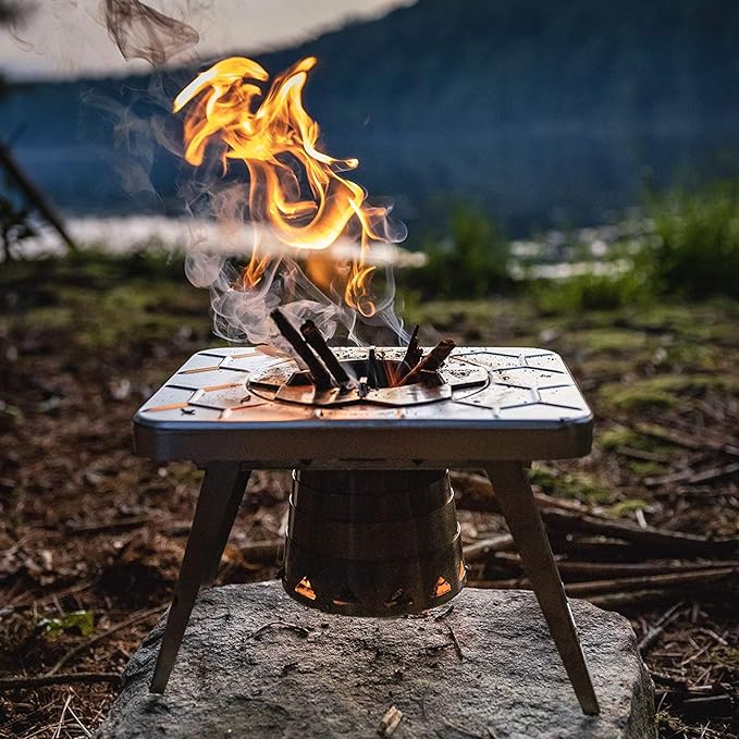 nCamp - Multi-Fuel Portable Camping Stove Portable Gas Stove Portable Wood Stove Single Burner Propane Stove Lightweight w/Collapsible Combustion Chamber (Stove Only). Mini-Stove Compact Stove