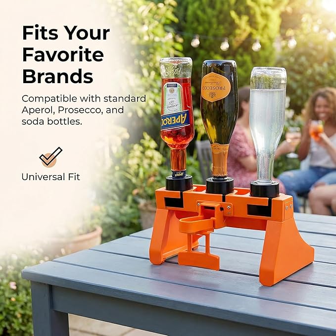 Aperol Spritz Cocktail Proportioned Mixer Dispenser - Precision 2:1:1 Ratio for Prosecco/Sekt Water &amp Aperol - Essential Home Bar Tool with 4 Valves &amp Pre-Installed Handle (Aperol Spritz)