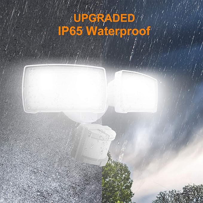 LEPOWER 30W LED Security Lights Motion Sensor Outdoor 3200LM 5500K IP65 Waterproof Hardwire 2 Head Motion Detector Flood Light for Garage Yard Porch