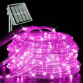 YEGUO Solar Valentine’s Day Light Outdoor Waterproof 66ft 200 LED Pink Rope Lights 8 Modes Tube Christmas String Lights in Clear Thin Tube