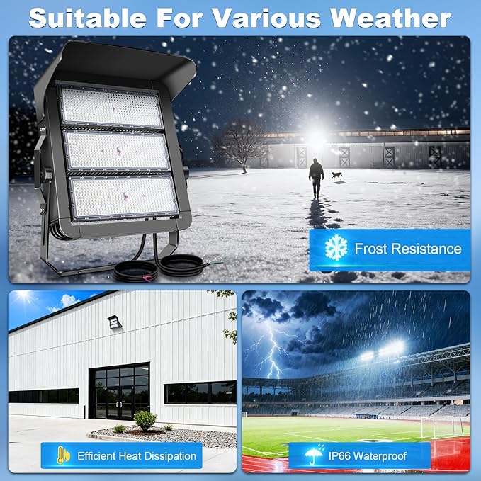 112500LM Led Stadium Light Dimmable 0-750w Super Bright Led Arena Flood Lights Outdoor 100-277v 5000k Yoke U Mount IP66 Waterproof Outside Wall Light Commercial for Square Golf Court Port