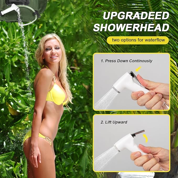 Portable Camping Privacy Tent Outdoor Shower Tent Kit with 5 Gallon Shower Bag-(Nozzle Upgraded)