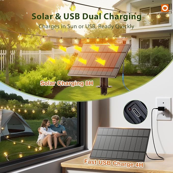 addlon 100FT Solar String Lights Outdoor with Remote 54 LED Shatterproof Bulbs Dimmable &amp Timable 3 Light Modes G40 Waterproof Solar String Lights for Outside Backyard Party Decor