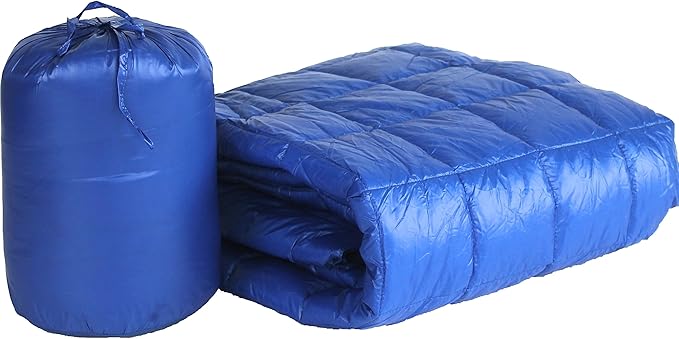 PUFF 50 x 70 High Loft Down Indoor/Outdoor Water Resistant Throw with Extra Strong Nylon Cover Electric Blue