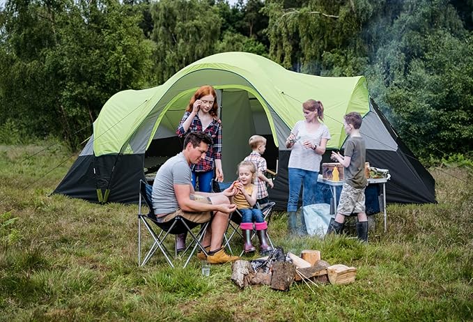 UNP Camping Tent 10-Person-Family Tents Parties Music Festival Tent Big Easy Up 5 Large Mesh Windows Double Layer 2 Room Waterproof Weather Resistant 18ft x 9ft x78in