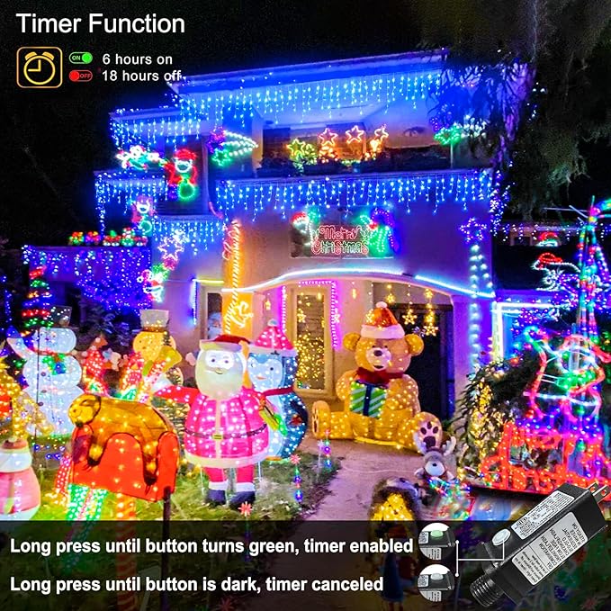 33ft 400LED Icicle Lights for Outside Blue Christmas Lights for House Patio Yard Porch Backyard Holiday Garden Xmas Exterior Decoration Waterproof Twinkle Cluster Light Hanging Light All Year