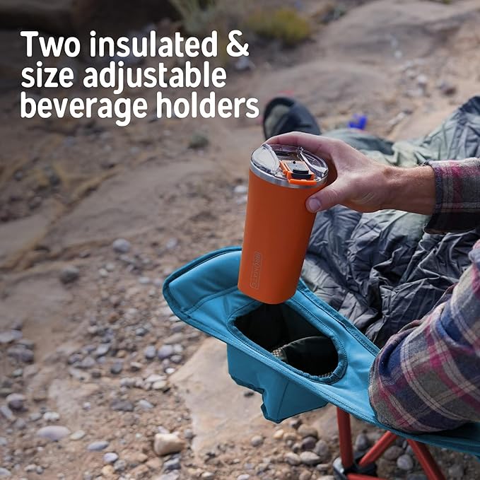 Kelty Deluxe Lounge Chair – Folding Outdoor Camp Chair Insulated Cupholders Customized Recline Steel Frame Padded Roll Storage 2024 (Deep Lake)
