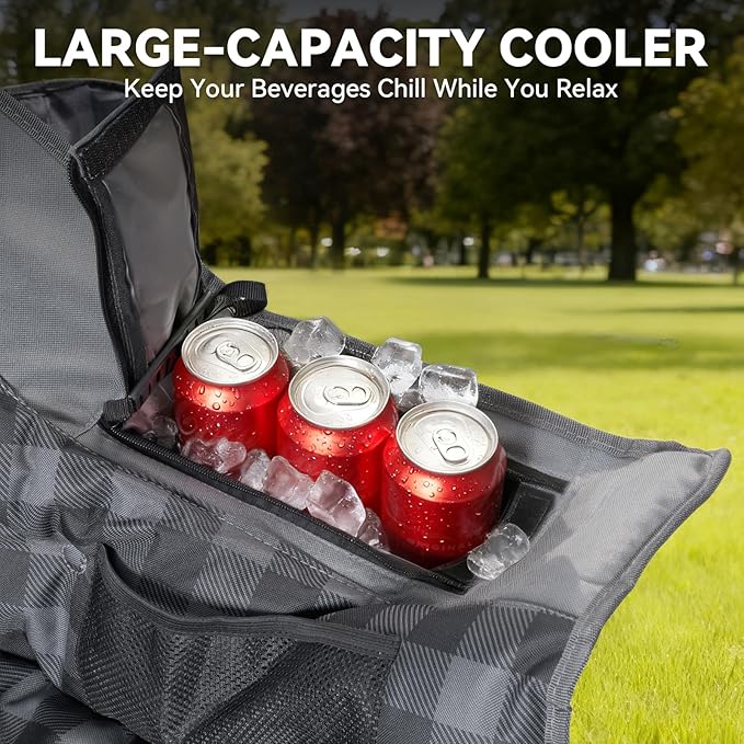 Padded Double Camping Chair High Back 2 Person Camping Chair Oversized Camping Loveseat Support 800LBS Heavy Duty Camping Couch with Cup Holders Cooler Carry Bag Blue
