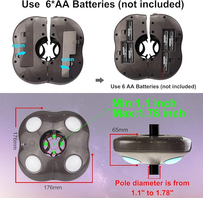Umbrella Light Battery Operated 16 RGB Color Changing Patio Umbrella Lights with Remote Outside Under Umbrella Lights for Offset Parasol Tent-Bronze