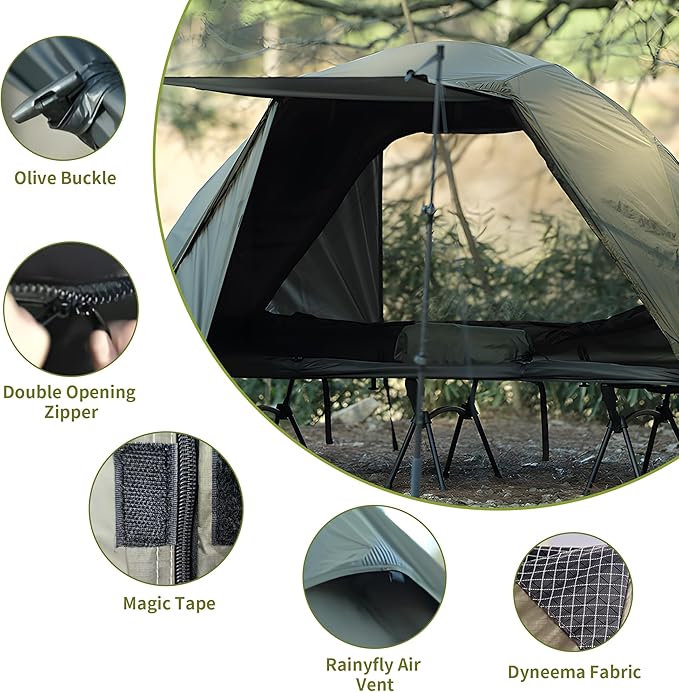TENPLAY 1-Person Cot Tent FlysheetMust be Used with Matching Inner Tent LightweightWaterproof Sun ProtectionNylon Easy SetupExpandable Rainfly for Camping Hiking Backpacking Picnics