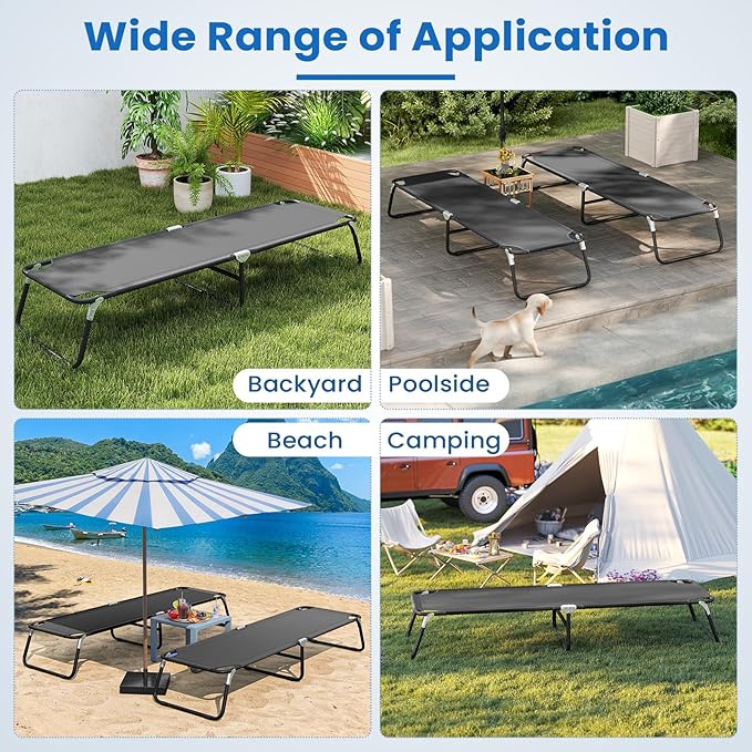 GYMAX Folding Camping Cot Portable Ultralight Compact Sleeping Cot Bed for Adults with Oxford Fabric for Outdoor Travel Backpacking Hiking Patio Home Office 330LBS (1 Black)