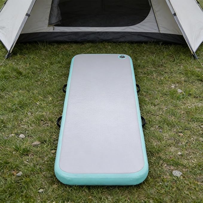 Air Mattress with Pump PVC Water Proof Airtight Portable Inflatable Air Bed for Camping Travel Guests Green 192x65x10cm