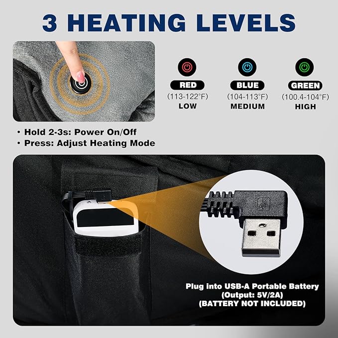apollo walker Heated Double Camping Chair - Extra Wide Heavy Duty 600lbs Camping Couch with Adjustable Heating Dual Cup Holder &amp Carry Bag Loveseat Camping Chair for Outdoor Lawn Park