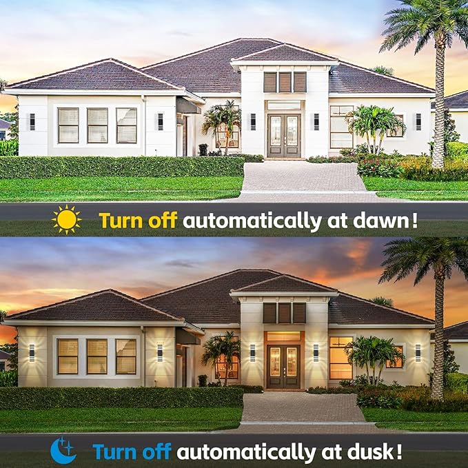 DASTOR Dusk to Dawn Outdoor Wall Lights Modern Exterior Sconce Lighting Fixtures Up and Down Outdoor Porch Lights Aluminum Waterproof Outside Lights for House Porch Garage 2 Pack