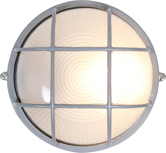 Nauticus - Round 7dia Wet Location Bulkhead - Satin Finish - Frosted Glass Shade