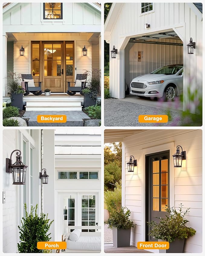 Motion Sensor Porch Lights Outdoor Wall Mount Oil Rubbed Bronze Exterior Wall Sconce Lantern with E26 Socket Waterproof Dusk to Dawn Outdoor Lighting Fixtures Coach Lights for Garage Patio