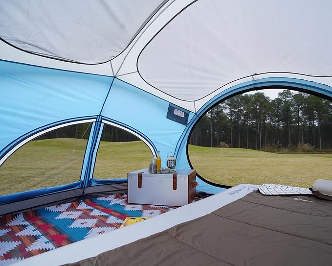 Vidalido 3-4 Person Camping Tent with 2 Large Mesh Door 4 Mesh Window Family Tents Double Layer Waterproof Portable Easy Setup Camp Tent Canvas Dome Tents for Camping Outdoor Hiking and Backpacking