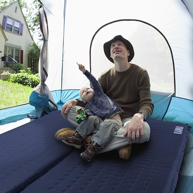 KAMUI Self Inflating Sleeping Pad - 2 Inch Thick Camping Pad Connectable with Multiple Mats for Tent and Family Camping