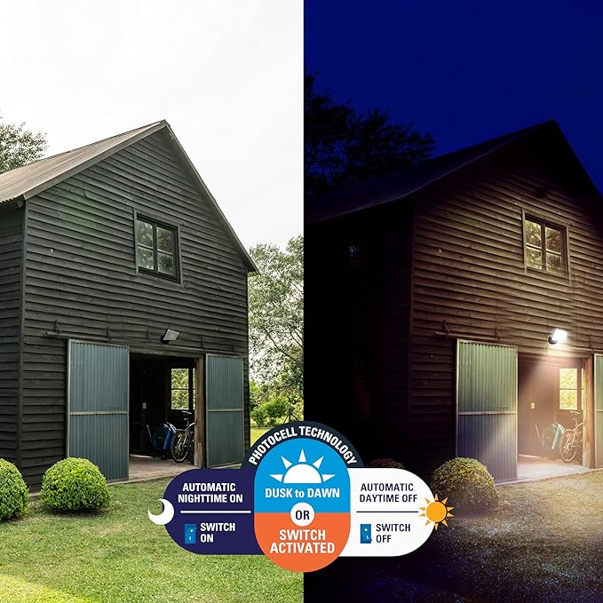 HALO FGS Outdoor LED Security Floodlight 120V w/Selectable CCT &amp Lumens Dusk to Dawn Wall or Eave Mounting - Bronze FGS30CLD2DB