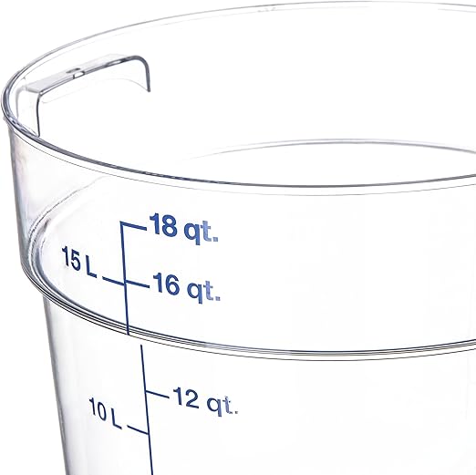 Carlisle FoodService Products Storplus Round Food Storage Container with Stackable Design for Catering Buffets Restaurants Polycarbonate (Pc) 18 Quart Clear
