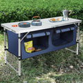 Camping Table Folding Camping Table with Storage Portable Lightweight 3 Height Adjustable Aluminum Outdoor Table for BBQ Picnic Camping Hiking Beach and Indoor Blue