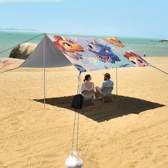 Beach Tent Sun Shelter Mini Dinosaurs Lightweight &amp Easy Setup Beach Shade Canopy for Camping Fishing