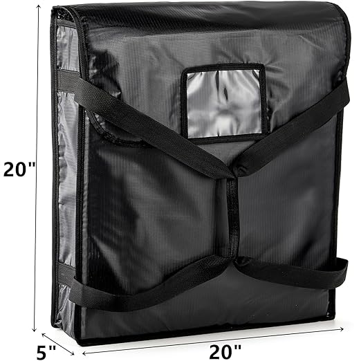 DEAYOU Pizza Bag Insulated Pizza and Food Delivery Bag Professional Thermal Pizza Warmer Bag Hot Pizza Carriers for Transport Catering Moisture Free Heavy Duty 20 x 20 x 5 Black
