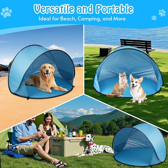Extra Large Dog Beach Tent - 47 Lx39 Wx30 HPortable Outdoor Pop Up Pet Tent for Camping with Dogs CatsWaterproof Dog Sun Shade Shelter for Medium-Sized to Bigger Pets