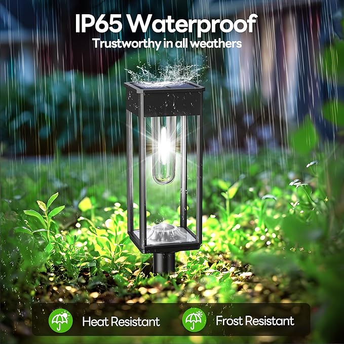 Solar Pathway Lights Outdoor IP65 Waterproof 6 Pack 6500K LED Auto On/Off Walkway Landscape Light for Yard Lawn Garden Patio Driveway Outside Decor Cool White