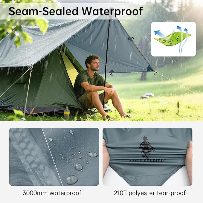 Free Soldier Waterproof Portable Tarp Multifunctional Outdoor Camping Traveling Awning Backpacking Tarp shelter Rain Tarp
