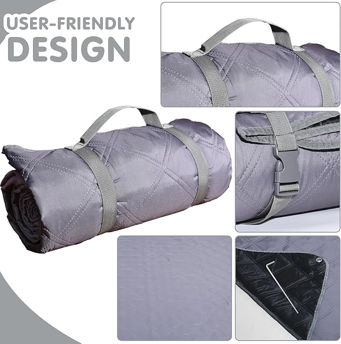 Waterproof Picnic Blanket 80 * 60 in Portable with Carry Strap for Beach Mat or Family Outdoor Camping Party Park Blanket for Grass Park Hiking Travel