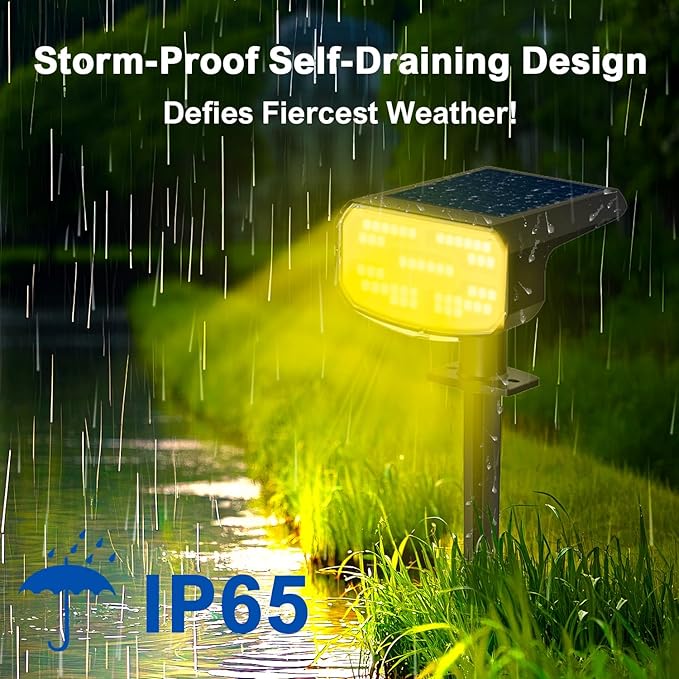 Solar Lights Outdoor Waterproof IP65 Super Bright LED 3000K 2 Lighting Modes Solar Powered Yard Garden Solar Spot Lights for Outside Landscape Auto On/Off -8 Pack