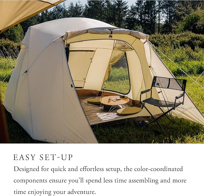 Snow Peak Alpha Breeze Tent Camping Tent Easy Set Up Water Repellent UV-Protective Finish Ivory 4 Person