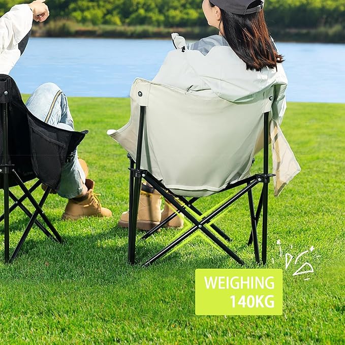Outdoor Folding Moon Portable Portable Camping Chair Backpacking Chair Ultralight &amp Compact 308 Lbs Capacity for Outdoor Camp Travel Beach Picnic Hiking-Black