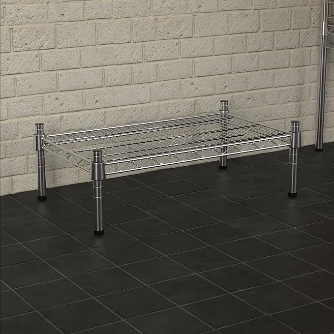14 x 24 NSF Chrome Wire Stationary Dunnage Storage Rack with 8 Posts Ideal for Commercial Kitchen Home Garage Warehouse Shelters
