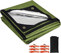 RedSwing Heavy Duty Survival Blanket Waterproof Emergency Thermal Tarp Multipurpose Reflective Insulated All Weather Blankets for Camping Hiking Green11.8 x 8.5 ft