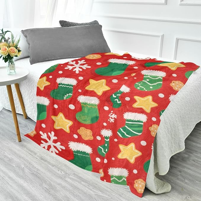 Throw Blankets For Couch Merry Christmasgreen Christmas Stockings Girl Throw Blanket 50 x 70 Inch